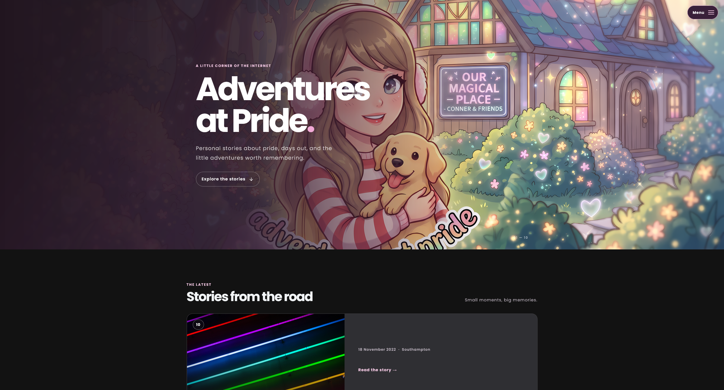 Preview of the adventures at pride website