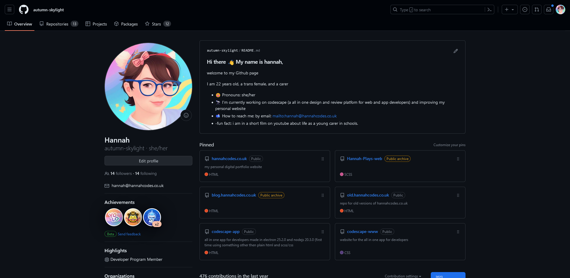 Preview of the Hannah Codes portfolio website archive
